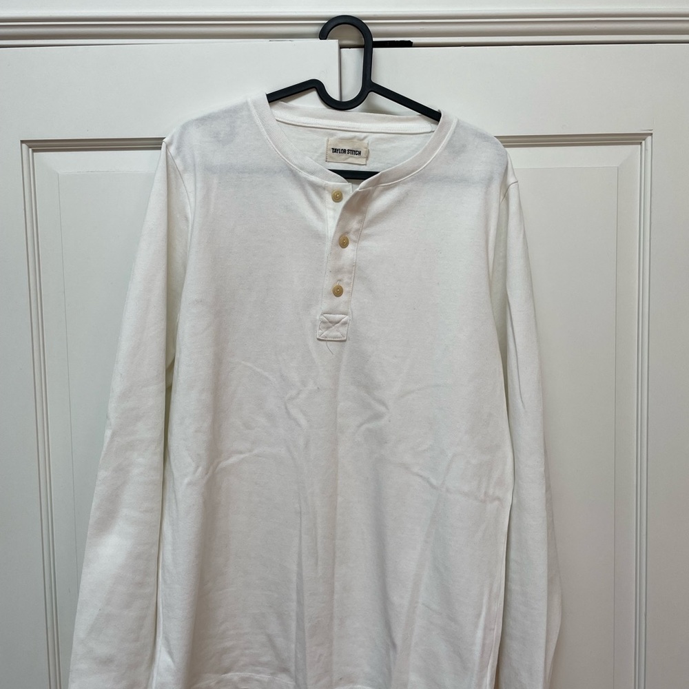 Taylor Stitch Heavy Bag Henley in Natural - size 40